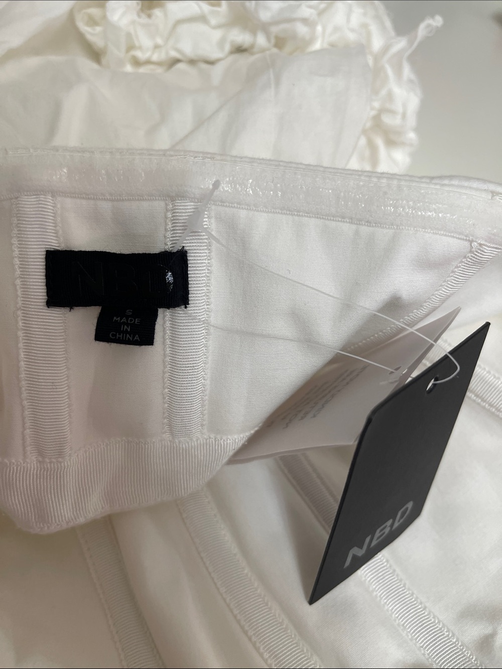NBD Arabella Strapless Ruffle High Slit White Maxi Dress Size Small - Picture 9 of 10